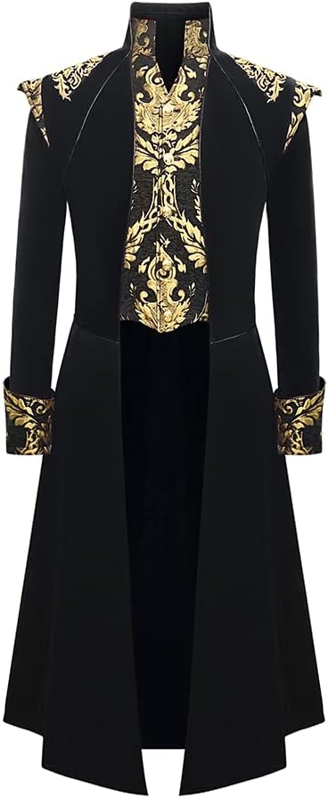 Men's Steampunk Medieval Tailcoat Jacket Victorian Gothic Frock Coat 2XL
