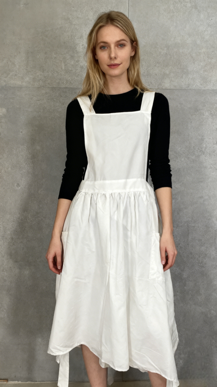 ZALYMOE Womens Cotton Apron with 2 Pockets Cross Back Cooking Pinafore Dress Baking Gardening Works Arpon Mother Gift didn't find size on picture