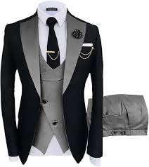 Wangyue Mens Suits Fashion Suits Slim Fit 3 Piece Blazer Vest Pants Wedding Prom Suits Set size L
