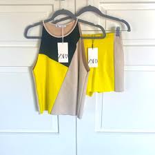 Zara womens faux suede tank with short set - size small  Size S