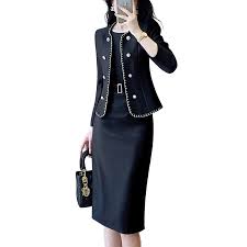 Women's blue short double-breasted Chanel style mother's spring autumn winter suit skirt