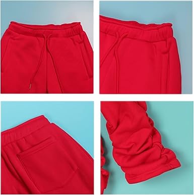 HuiSiFang Women Stacked Pants Fleece Sweatpants Thicked Warm Jogging Casual Ruched Workout Active Jogger Pants size S