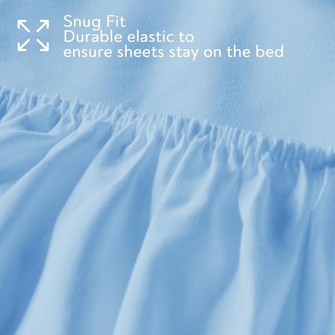 Hospital Bed Sheets Fitted 36" x 84" x 9", 2 Pack Blue Hospital Bed Sheets for Home & Hospital Care Beds, Soft Hospital Sheets with Elastic All Around