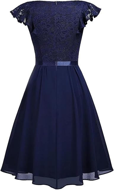 Women's Knee Length Zip Closure Lace Dress Summer Sexy Retro Party A-Line Dress size M Length Party Wedding Gue