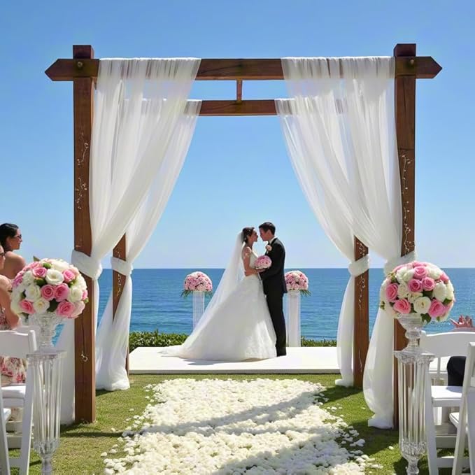 White Wedding Arch Draping Fabric 1 Panel 30'' x 18FT Sheer Chiffon Arch Drapery for Easter Bridal Shower Backdrop Outdoor Party Arches Church Ceremony Decoration