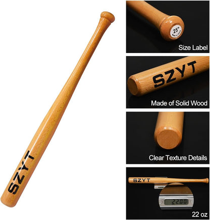 25 inch, 29 inch, 33 inch Wood Baseball Bat Self-Defense Softball Bat Home Defense Lightweight Yellow