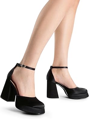 DREAM PAIRS Women's Chunky Platform High Heels Closed Toe Block Ankle Strap Dress Wedding Party Pumps Shoes  size 9