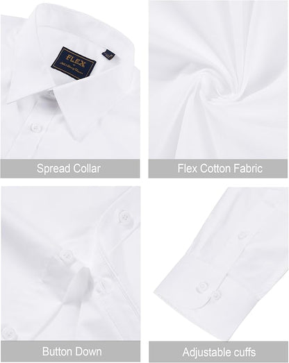 J.VER Men's Dress Shirts Stretch Stain Shield Long Sleeve Solid Formal Shirt Business Casual Button Down Shirts Size M