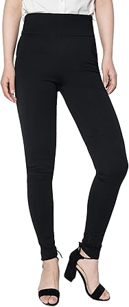 Women's Black Skinny Dress Pants Pull on Stretch Ankle Length Work Treggings with Side Zipper  Size S-M