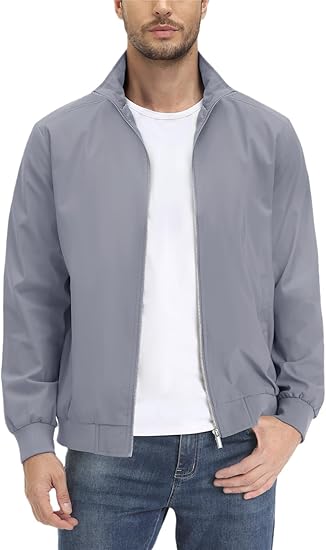 Spring Lightweight Bomber Jackets Mens Casual Jacket Work Pilot Jacket Outwear With Zip Pockets size M