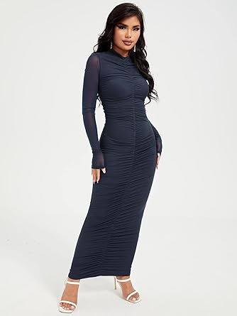 SHEIN Unity Lace Sleeve Ruched Detail Dress size S