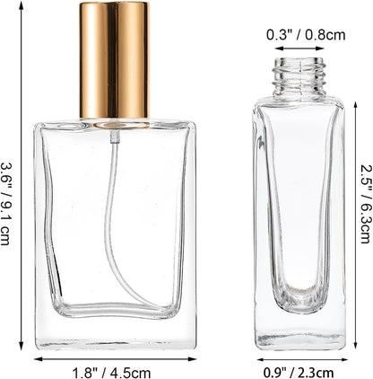 Foraineam 12 Pack 1 oz / 30ml Clear Glass Perfume Bottle, Refillable Empty Fine Mist Atomizer Spray Bottles, Portable Square Atomizer Bottles for Fragrance, Lotion, Essential Oil