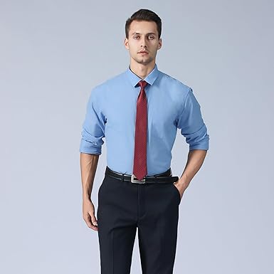 Mens Dress Shirts Long Sleeve, Mens Button Up Shirts Long Sleeve, Solid Business Mens Button Down Shirt size L