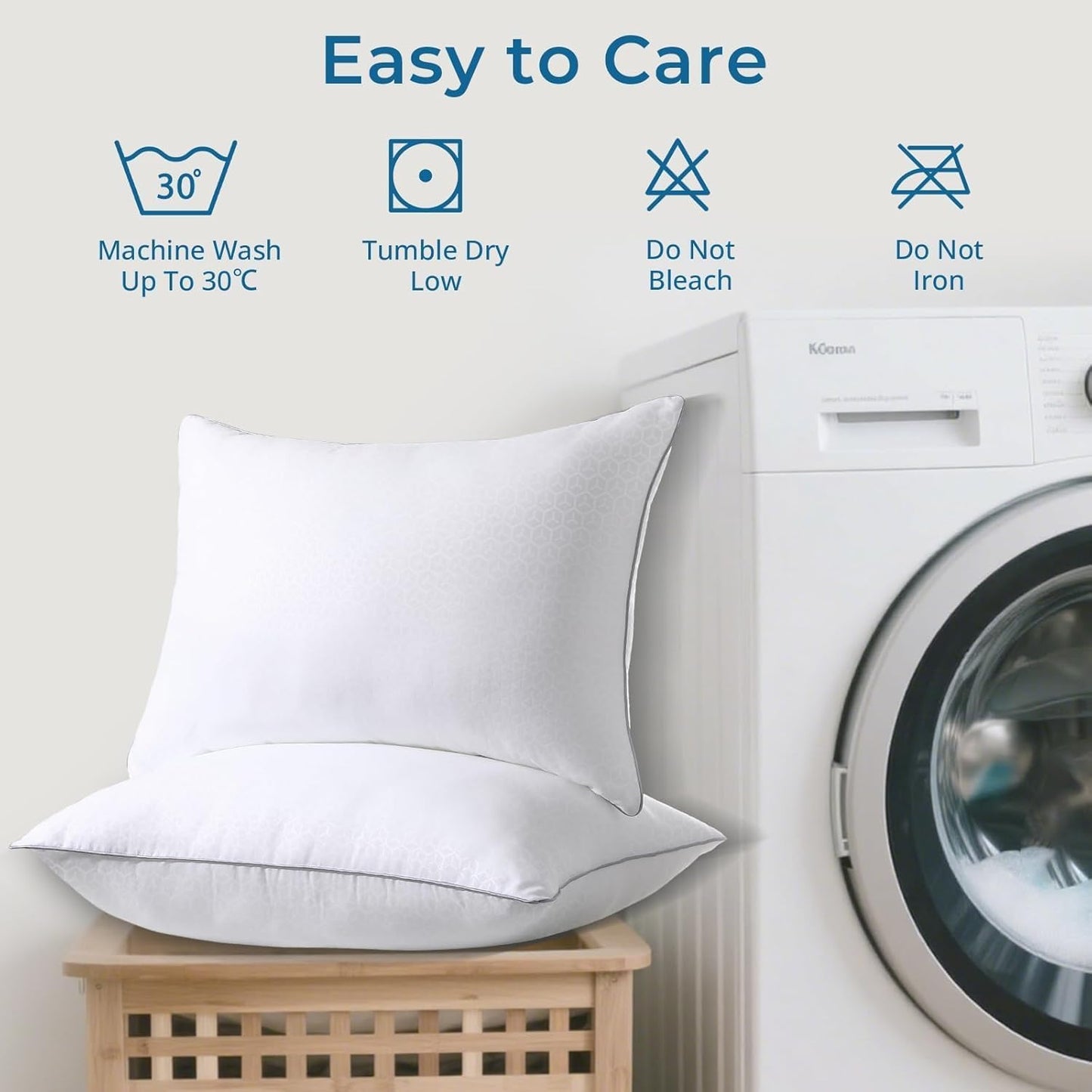 Sasttie Pillows Queen Size Set of 2, Bed Pillows for Side, Back, and Stomach Sleepers - Oeko-Tex Certified Down Alternative Plump Filling - Hotel Quality...