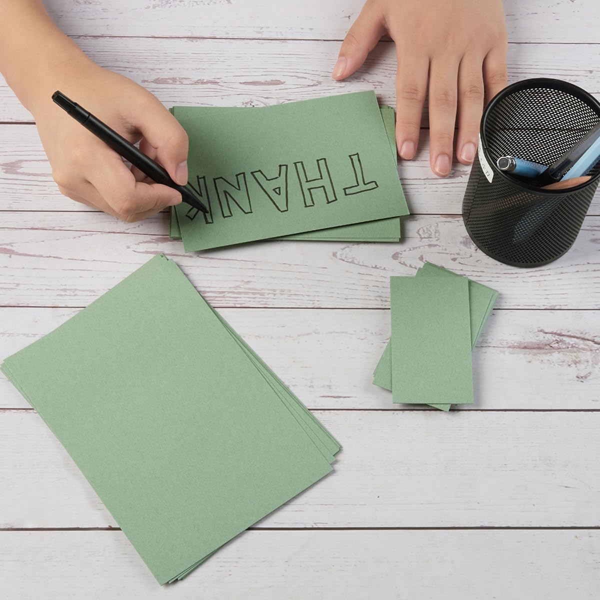 100 Pack Sage-Green Cardstock Blank Heavy Cards Stock 92LB Thick Paper for Invitations, Greeting Cards Making, Postcards, 2x3.5 inches