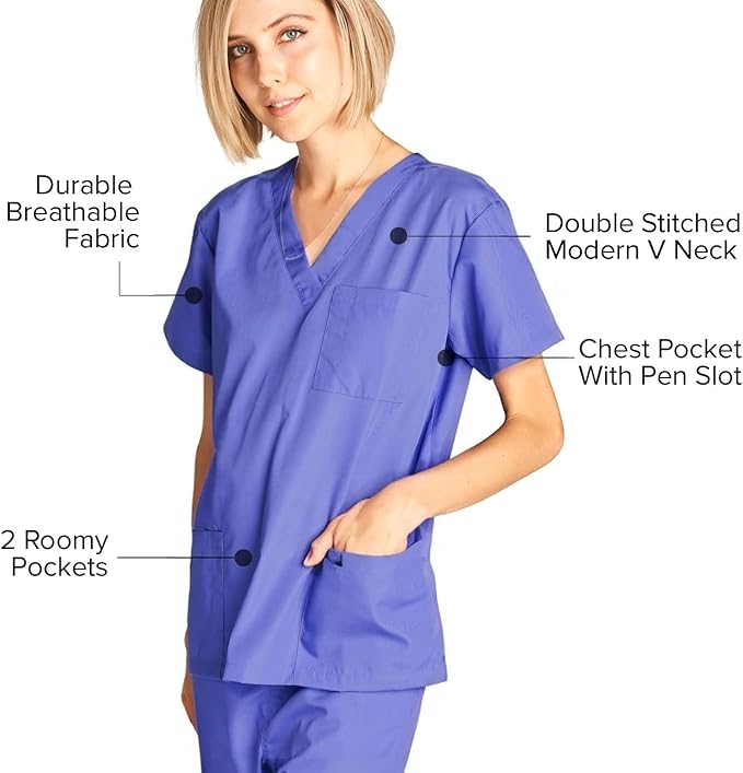 Dagacci Scrubs Medical Uniform Women and Man Scrubs Set Medical Scrubs Top and Pants