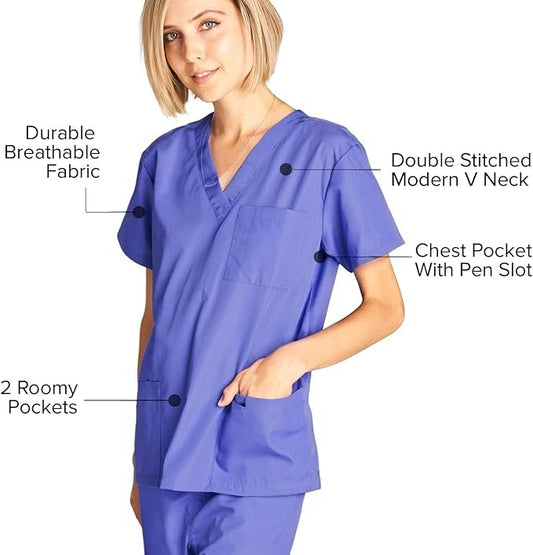 Dagacci Scrubs Medical Uniform Women and Man Scrubs Set Medical Scrubs Top and Pants