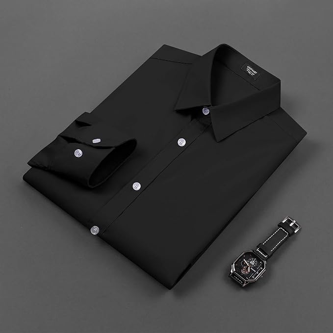 COOFANDY Mens Casual Button Down Shirts Long Sleeve Untucked Shirts for Men Stretch Dress Shirt size L