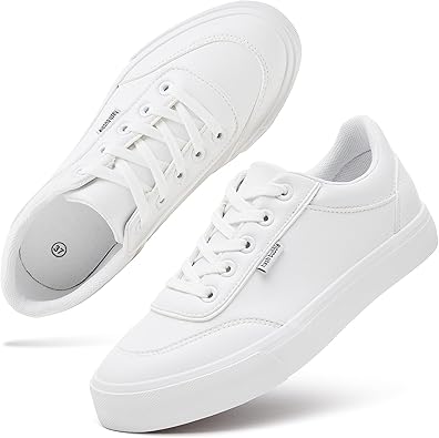 White Sneakers for Women Women's White Shoes PU Leather Tennis Shoes Slip on Shoes for Walking  size 9
