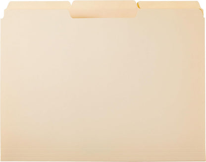 Amazon Basics File Folders with Tabs for Filing, 1/3-Cut Tab, Assorted Positions, Letter Size, Manila, Pack of 100
