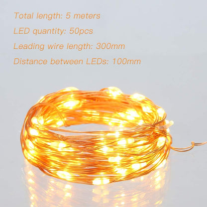 Led Fairy Lights Battery Operated, 1 Pack Mini Battery Powered Copper Wire Starry Fairy Lights for Bedroom, Christmas, Parties, Wedding, Centerpiece, Decoration (5m/16ft Warm White)