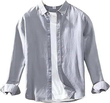 Long Sleeve Shirts for Men Solid Color Casual Button Up Shirt Men size XL