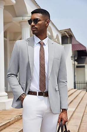 Mens Suit Jacket Slim Fit Blazer for Men Business Suit One Button Suit Blazer Lightweight Casual Sport Coats  size 44