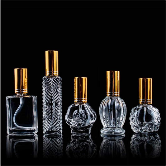 H&D HYALINE & DORA Vintage Glass Perfume Bottles Empty Refillable Sprayer Bottle Fine Mist Spray Bottles Set of 5
