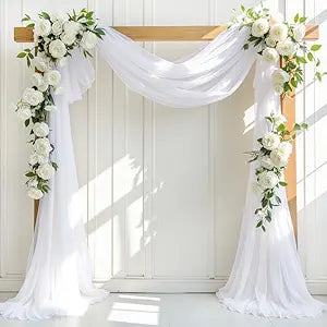 White Wedding Arch Draping Fabric 1 Panel 30'' x 18FT Sheer Chiffon Arch Drapery for Easter Bridal Shower Backdrop Outdoor Party Arches Church Ceremony Decoration