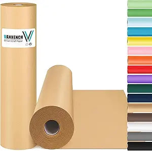 Vanhench 15"x 1200"(100') Brown Wrapping Paper, Craft Paper, Kraft Paper, Gift Wrapping Bulletin Board Arts & Crafts, Bouquet Flower Table Covering Poster Packing Shipping Moving Supplies