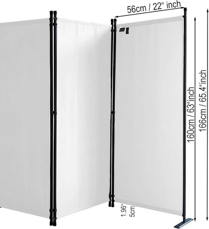Room Divider 67" W x 65" H White | 3-Panel Folding Privacy Screen | Portable Room Partition | Garden Separation Paravent | Water Repellent Indoor & Outdoor Freestanding Wall