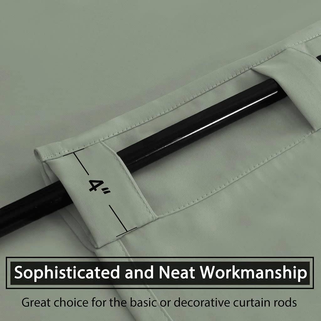 H.VERSAILTEX Blackout Curtains Thermal Insulated Window Treatment Panels Room Darkening Blackout Drapes for Living Room Back Tab/Rod Pocket Bedroom Draperies, 52 x 84 Inch, Light Sage, 2 Panels