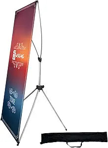 USCNC X Banner Stand Adjustable Fit Banner 23 x 63 to 32 x 78 Inch, Portable Travel Bag, Bigger, More Adaptable Advertising, Stores, Tradeshow, Restaurant, Event, Birthday & Party (1 PACk)