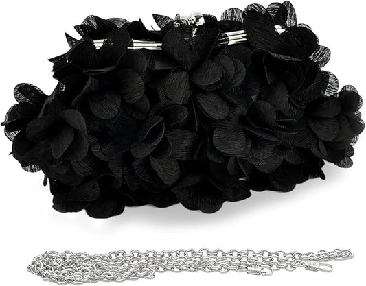 Women Elegant Evening Purse, Small Floral Clutch Bag with Detachable Chain for Wedding, Party, Prom