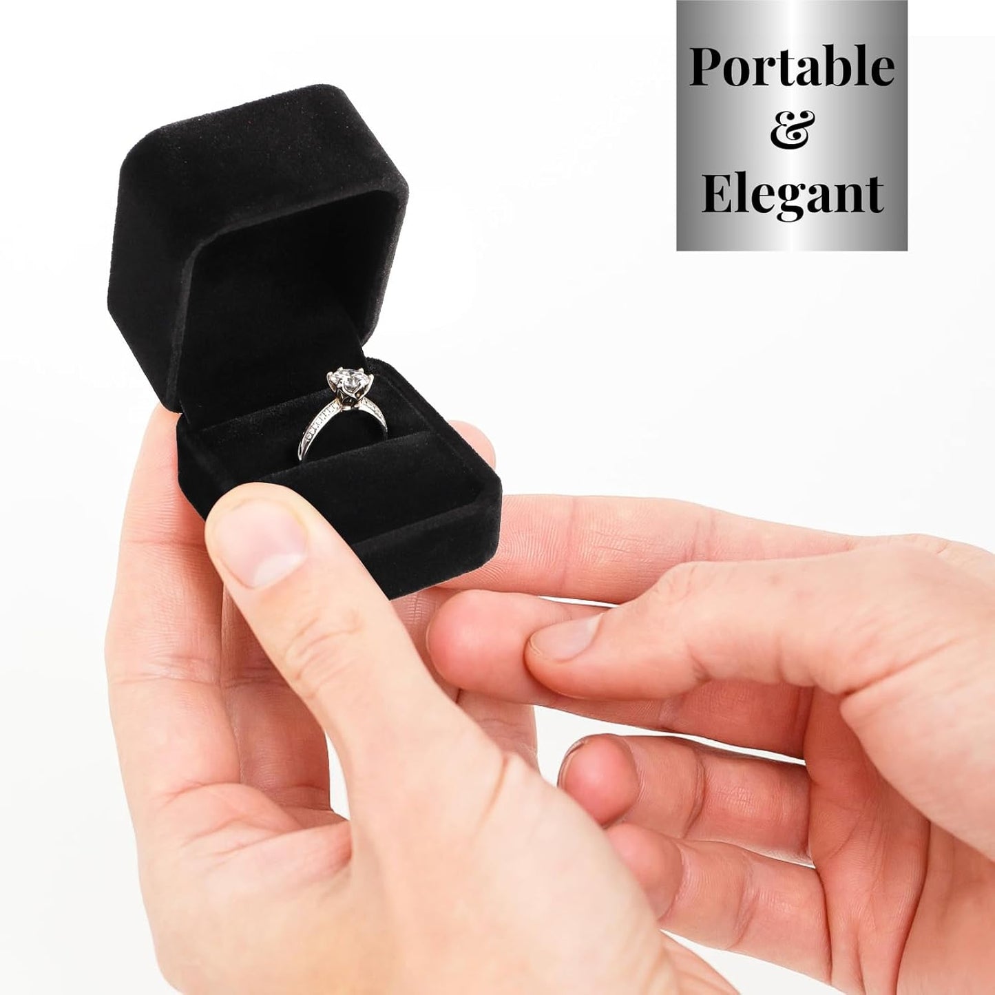 20 Pieces Velvet Ring Box, Earring Jewelry Gift Display Case, Black Square Ring Pendant Storage Holder for Proposal Engagement, Wedding, Anniversary