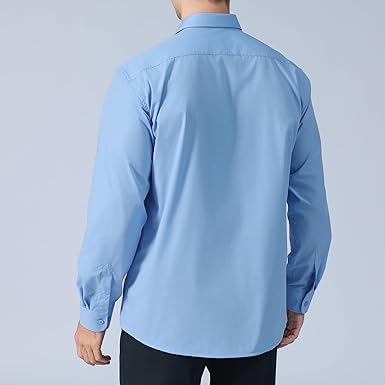 Mens Dress Shirts Long Sleeve, Mens Button Up Shirts Long Sleeve, Solid Business Mens Button Down Shirt size L