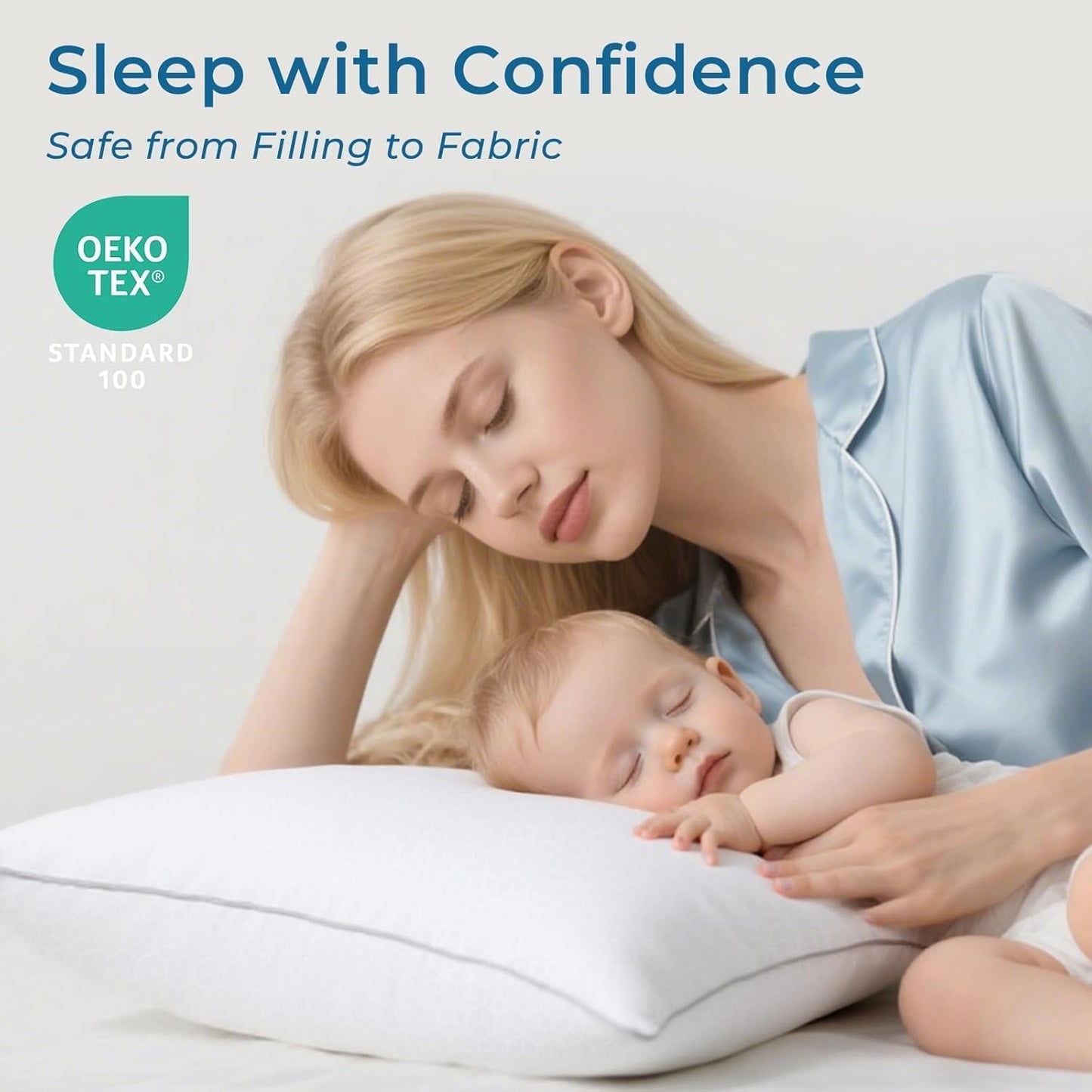 Sasttie Pillows Queen Size Set of 2, Bed Pillows for Side, Back, and Stomach Sleepers - Oeko-Tex Certified Down Alternative Plump Filling - Hotel Quality...