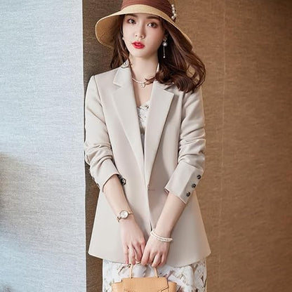 Khaki Suit Women's Coat Spring Autumn Korean Long Sleeve Blazers Woman Jacket Casual Office Ladies Blazer Tops Size 40