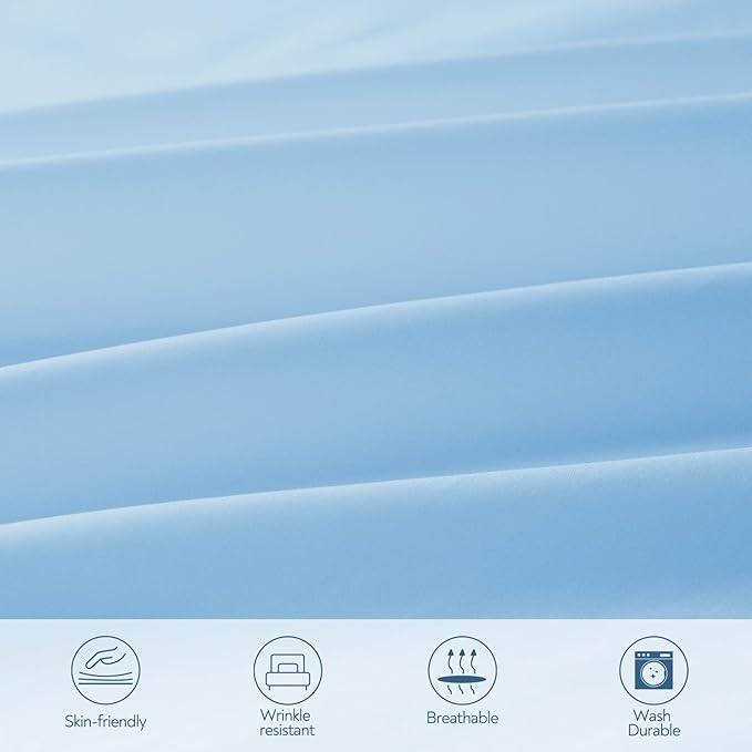 Hospital Bed Sheets Fitted 36" x 84" x 9", 2 Pack Blue Hospital Bed Sheets for Home & Hospital Care Beds, Soft Hospital Sheets with Elastic All Around