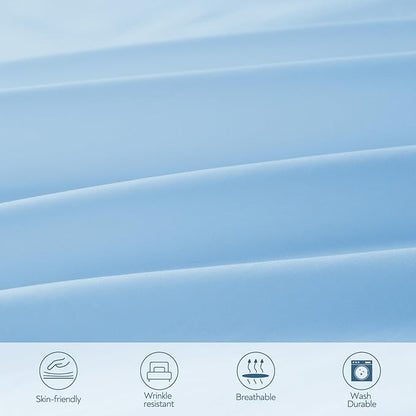 Hospital Bed Sheets Fitted 36" x 84" x 9", 2 Pack Blue Hospital Bed Sheets for Home & Hospital Care Beds, Soft Hospital Sheets with Elastic All Around