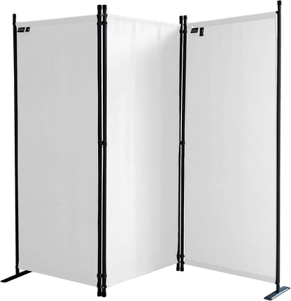 Room Divider 67" W x 65" H White | 3-Panel Folding Privacy Screen | Portable Room Partition | Garden Separation Paravent | Water Repellent Indoor & Outdoor Freestanding Wall