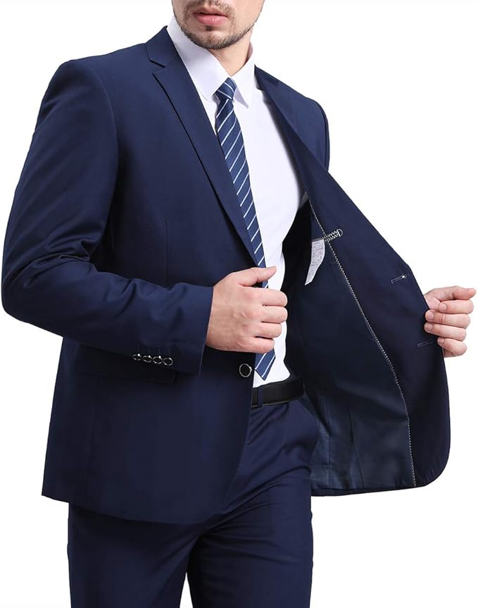 Mens Slim Fit Blazer Jacket Two-Button Notched Lapel Casual Suit Jacket size XL