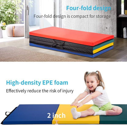 Tumbling Mats Gymnastics Tumbling Foldable Mats Foldable Yoga Mat Thick PU Leather Exercise Mat With Carrying Handles for home Workout outdoor Gymnastics Yoga Pilates