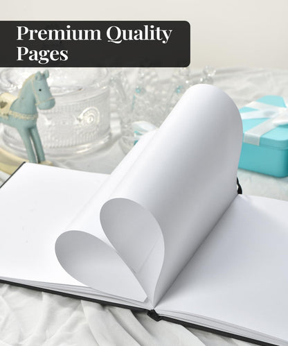 Funeral Guest Book for Loving Memory, Elegant Wedding Guest Book for Weddings Reception - Classic Baby Shower Guest Book, Perfect for Bridal Shower Birthday Guest Sign in Book, Black