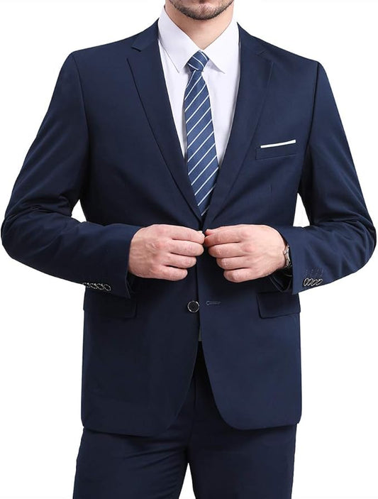 Mens Slim Fit Blazer Jacket Two-Button Notched Lapel Casual Suit Jacket size XL