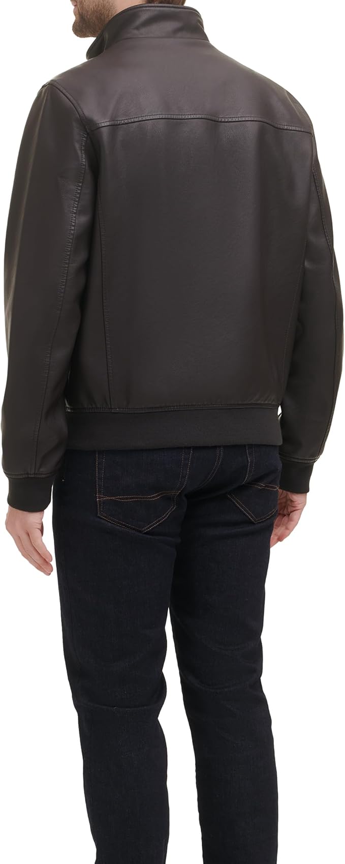 Men's Faux Leather Bomber Jacket didn't find size on picture