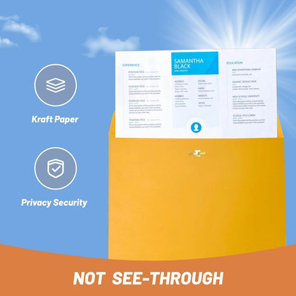 20 Pcs Clasp Envelopes 10x13, Creebe Large Yellow 10 x 13 Manilla Envelopes with Clasp and Gummed Seal for Mailing, 100 GSM Kraft Paper