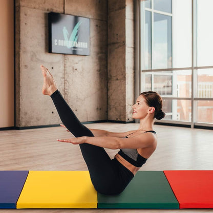 Tumbling Mats Gymnastics Tumbling Foldable Mats Foldable Yoga Mat Thick PU Leather Exercise Mat With Carrying Handles for home Workout outdoor Gymnastics Yoga Pilates