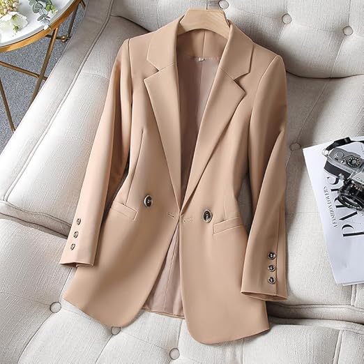 Khaki Suit Women's Coat Spring Autumn Korean Long Sleeve Blazers Woman Jacket Casual Office Ladies Blazer Tops Size 40