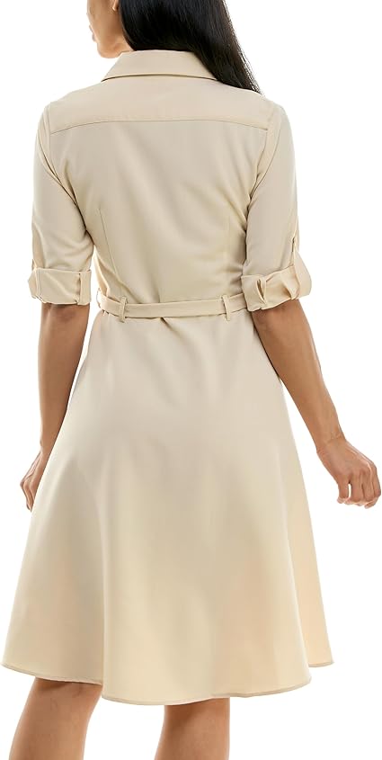 Sharagano womens Sharagano Button Front Pleated Shirt Dress Casual Dress